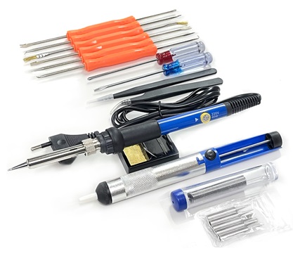 JKU 16-in-1 60W Complete Electronics Soldering Iron Kit - 220V, Black, With Case